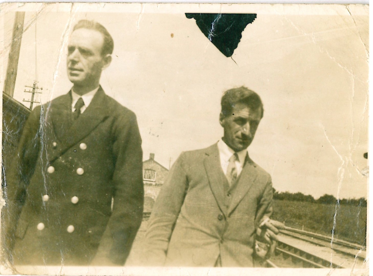 Left - Paulines Father, Newtownbutler Railways Station in background