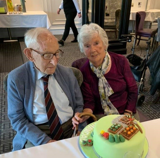 Noble and Margaret celebrating his 100th, 30th June 2021