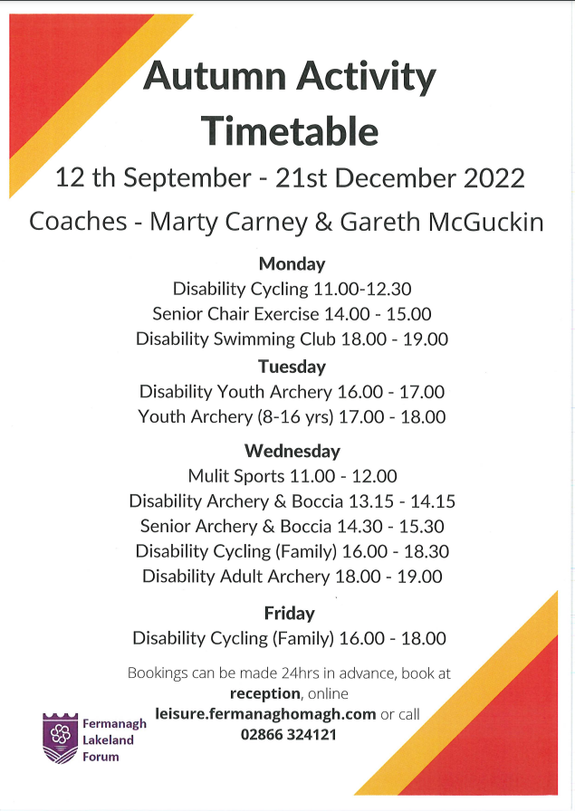 Activity Timetable   Sep Dec 2022