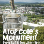 Poster advertising guided tours of Cole's Monument in 2024 Bookable at https://tinyurl.com/Coles2024