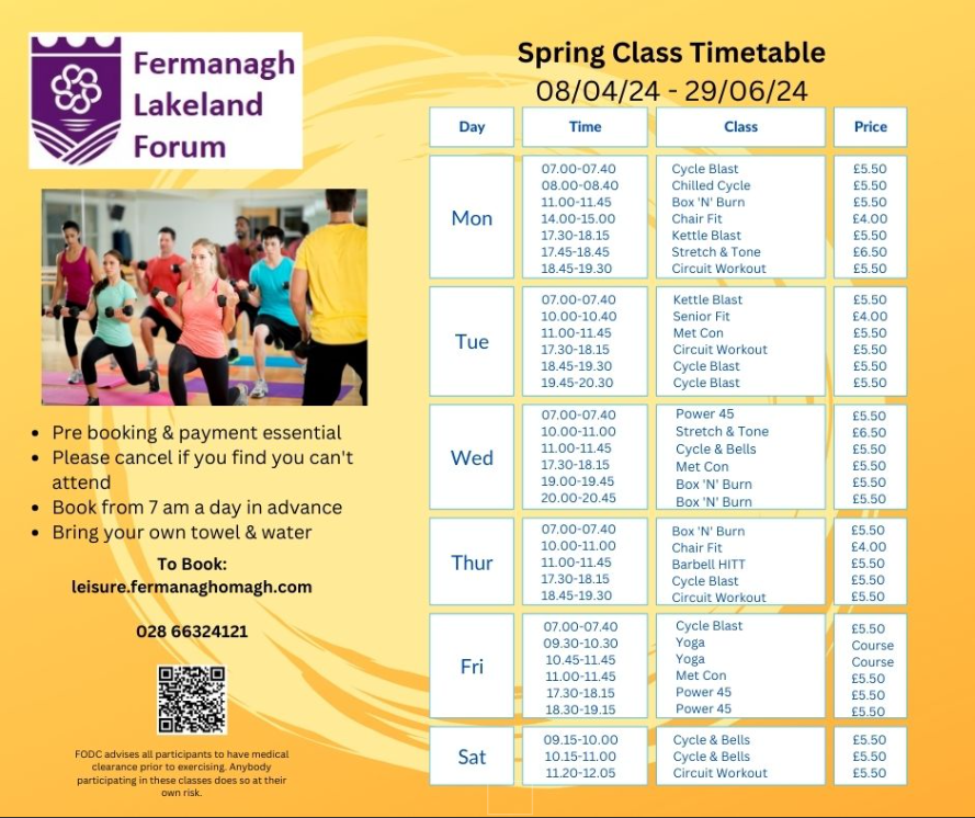 Spring Class Timetable   2024