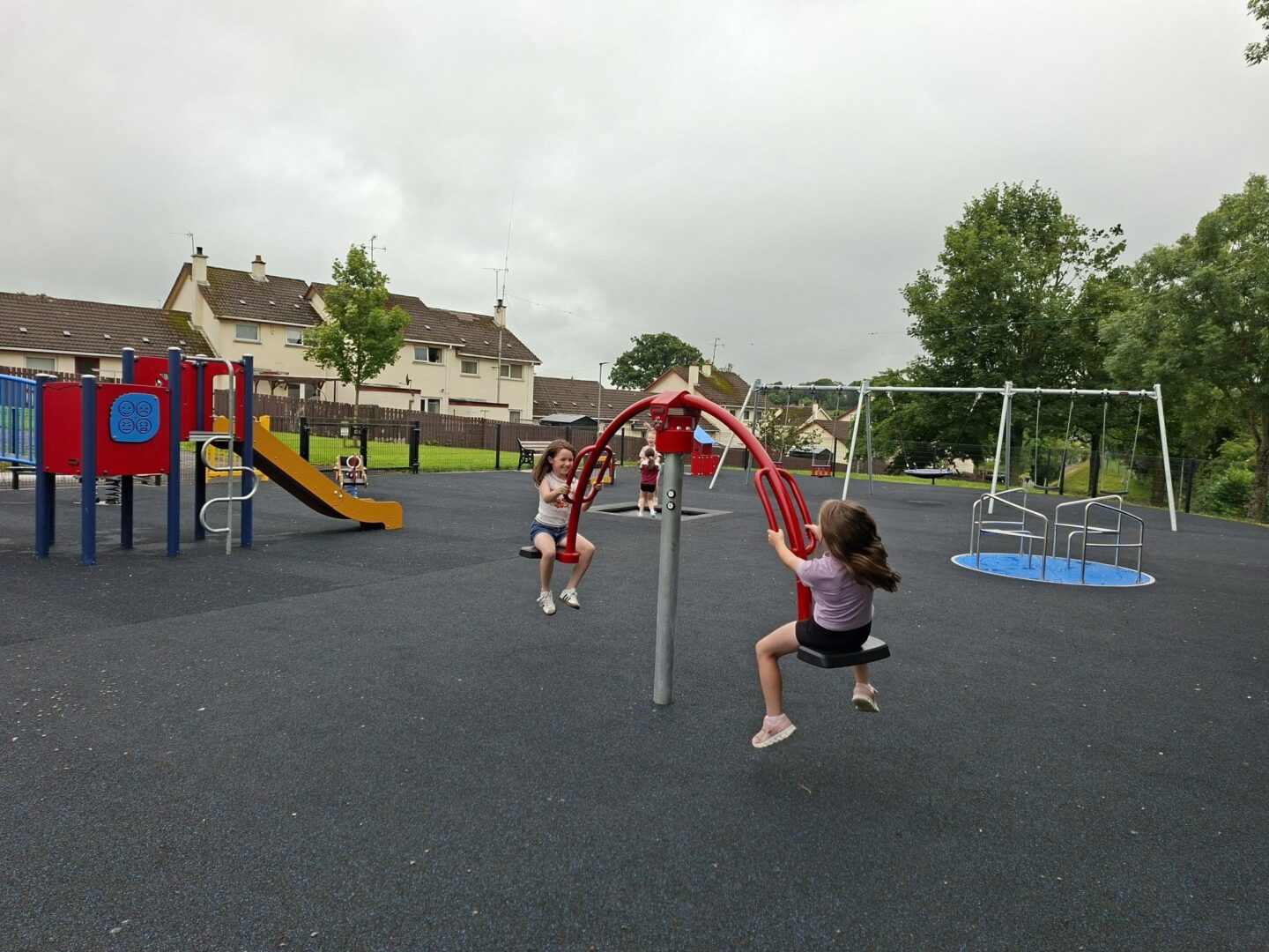 Children enjoying the newly renovated playpark at Sallyswood, Irvinestown