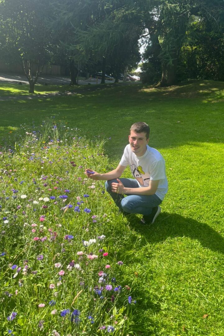 Local Resident Luke Gallagher enjoying the blooms at Grange Park Omagh