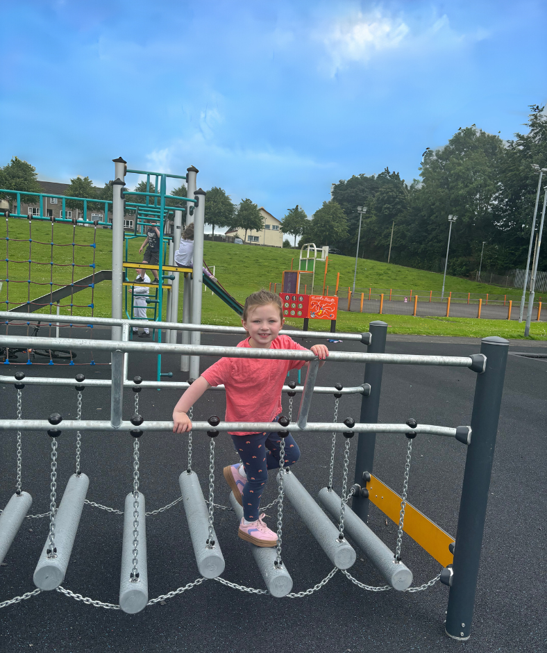 Playing in the recently upgraded Playpark at Lisnelly Omagh