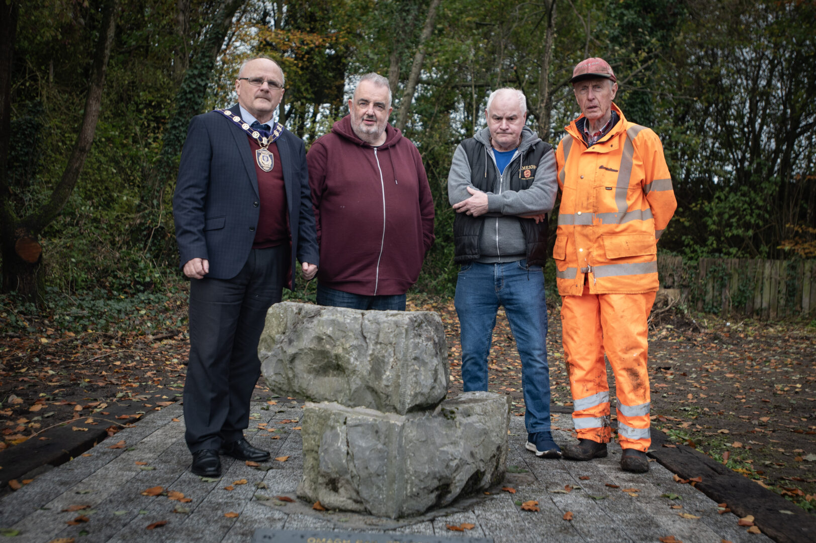 Omagh Railway Memorial Chair Paddy Hunter Mark McGrath and RPSI member