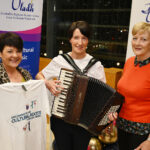 Anne-Marie Devine, Dun Uladh Project Officer for the PEACEPLUS programme, Exploration of Our Cultural Roots Through Music, pictured with Councillor Colette McNulty and Marie Garrity, Glenpark facilitator for the social dancing classes.