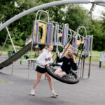 The new play park in Ederney following the completion of construction works. The project forms part of the Outdoor Recreational Capital Programme within the Fermanagh and Omagh PEACEPLUS Local Action Plan, which will transform 10 outdoor community spaces across the district. The programme is funded through PEACEPLUS, with match funding provided by Fermanagh and Omagh District Council.