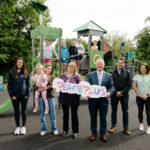 Chair of Fermanagh and Omagh District Council, Councillor Debbie Coyle, and Chair of the PEACEPLUS Partnership, Councillor Errol Thompson, are joined by Stewart Burns, Cleansing Manager, Michelle McGinley, Play Parks Officer, and local residents to mark the opening of the new Lack Community Play Park. The project forms part of the Outdoor Recreational Capital Programme within the Fermanagh and Omagh PEACEPLUS Local Action Plan and is funded through PEACEPLUS, with match funding provided by Fermanagh and Omagh District Council.