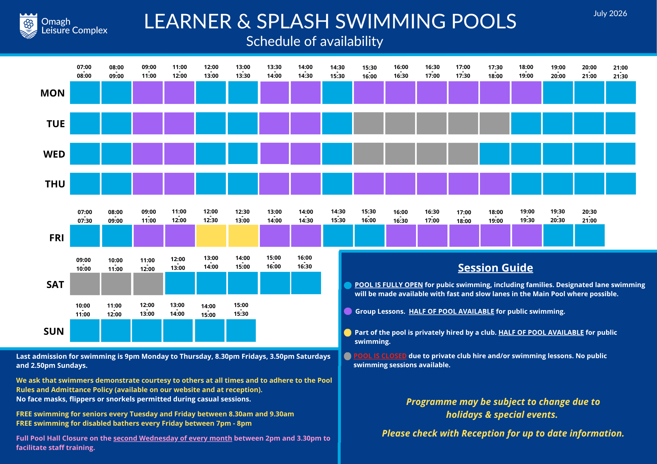 Learner pool splash programme July 2026