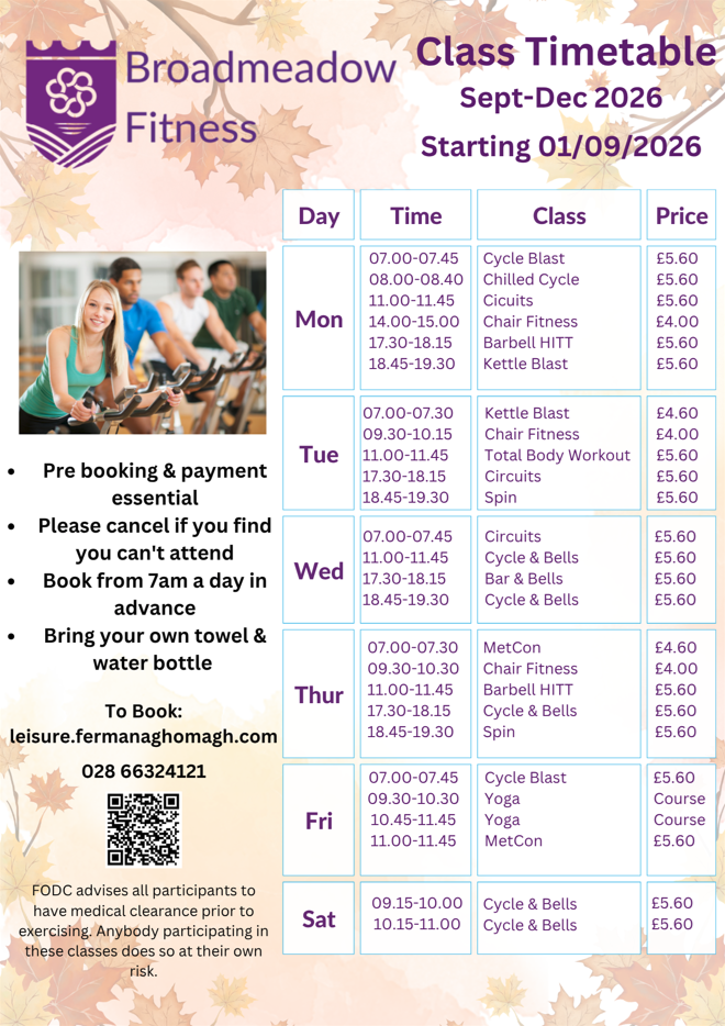 2026 Sept Dec Class Timetable